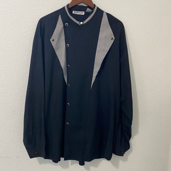 Madison Other - Vintage Madison Mens Shirt XXL Black Long Sleeve Decorative Buttons John Wayne